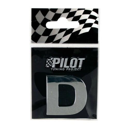 Autocolant 3D crom Type-3 (28mm) litera - D